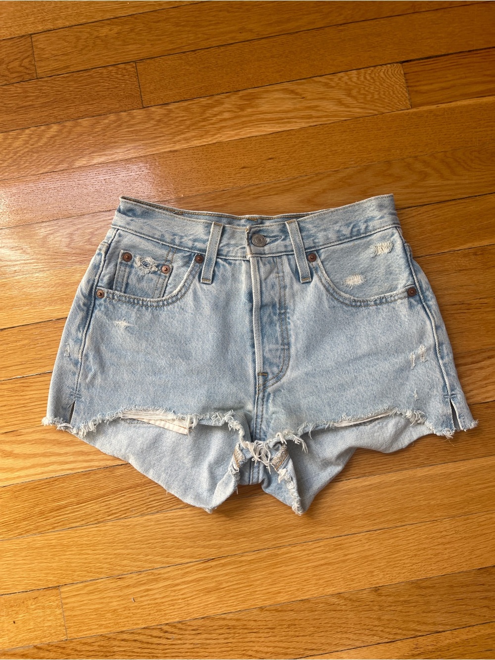 Levi's 501 size 23 Light Blue Distressed Denim Cutoff Shorts